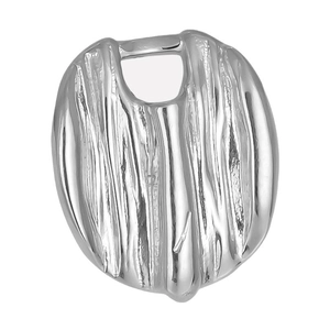 Irregular silver textured stainless steel pendant with a unique bark-like pattern finish