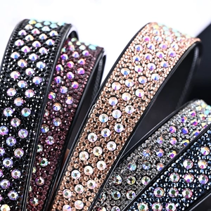 Sparkling rhinestone belts in multiple colors with high-shine crystal finish for women