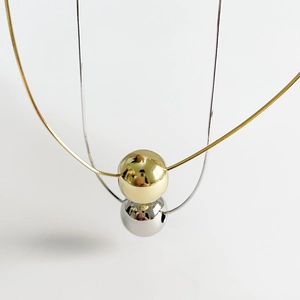 Minimalist S925 sterling silver 10mm round bead snake chain necklace in gold and silver