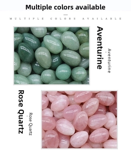 Detail showing smooth green aventurine and rose quartz egg shaped gemstones