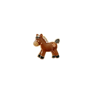 Chic enamel pony brooch with sparkling rhinestones and snowflake detail for women