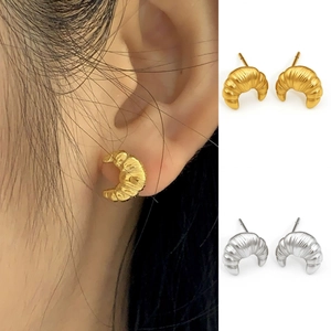 Stainless Steel Croissant Stud Earrings PVD Gold Plated Waterproof Small Minimalist Fashion Jewelry For Women