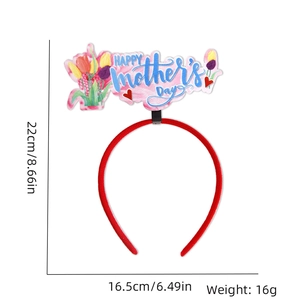 Serre-tête fête des mères avec fleurs rouges et cœur, dimensions de 22x16,5 cm pour fête