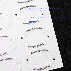 Detail of soft non-woven white eyeshadow stencils with eco-friendly adhesive