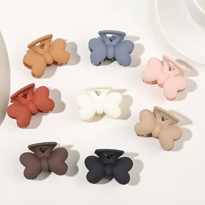 Elegant Matte Plastic Butterfly Bow Hair Claw Clips For Women Simple Shark Clip Headwear Accessory Nonslip Stylish