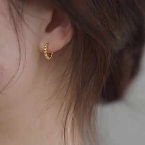 Elegant gold beaded hoop earrings for women in minimalist S925 sterling silver style
