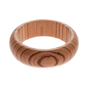Minimalist dark wood bangle with natural grain texture and polished edges on white background