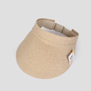Detailed straw texture of UV protection visor with metal adjustment buckle