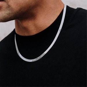 Collana piatta a serpente in acciaio inossidabile argento per un look minimalista
