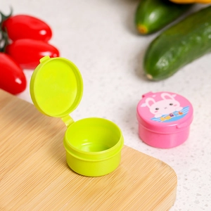 Mini round cartoon sauce bottles with cute bunny lids for kitchen portable seasoning storage