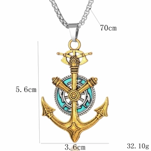 Detailed size chart for retro anchor necklace featuring dimensions and weight specs