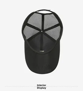 Internal view of mesh baseball cap showing reinforced seams and adjustable strap