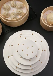 Papier de cuisson rond antiadhésif perforé pour paniers vapeur en différentes tailles