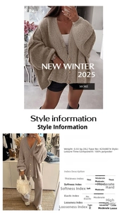 Detail view of beige V-neck knitted cardigan with buttons and thick textured polyester fabric