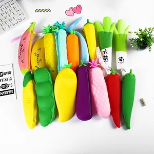 Silicone Pencil Case Fruit Vegetable Paw Shape Waterproof Stationery Storage Bag Cute Cartoon Pen Pouch Student Kids