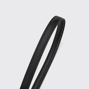 Three-piece black leather belts for women with silver buckles and fine stitching details