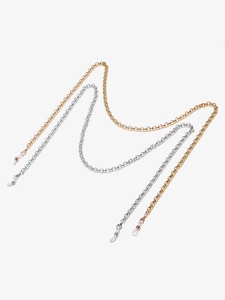 Detail of gold and silver aluminum glasses chains with white silicone non-slip ends