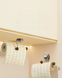 Kitchen paper roll holder with strong suction cup for horizontal and vertical wall mounting