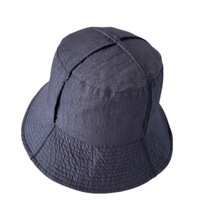Deep blue nylon bucket hat with reinforced stitching for outdoor sun protection