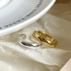S925 sterling silver minimalist rings in gold and silver with beaded edges and mirror finish