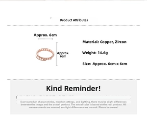 Detailed specs of triple-layer rose gold zircon bracelet with dimensions and 14.6g weight