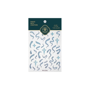 Blue glitter snake and star relief nail art stickers set with textured finish M-836