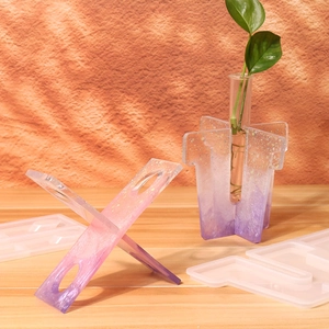 Silicone mold set for DIY hydroponic test tube vase resin base with cross structure