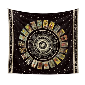 Starry sky tarot card tapestry with celestial constellation compass for room decor