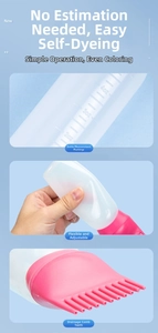 Detail of 4oz hair dye applicator bottle with scale markings and pink comb nozzle