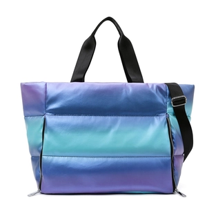 Quilted gradient sports bag with metallic finish for gym and yoga with dual straps