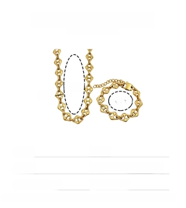 Detailed sizing specifications for 18K gold plated stainless steel necklace and bracelet set
