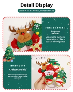 Detailed view of reindeer and snowman felt Christmas glasses with glitter bows