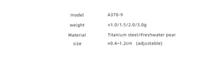 Detailed spec card for titanium steel pearl ring with size and material information