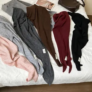Französischer Retro Einfarbiger Gestrickter Dreiecksschal Schal Damen Winter Warm Weich Atmosphärischer Halswärmer