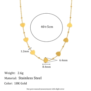 Detailed 18K gold plated stainless steel necklace featuring multiple heart-shaped pendants