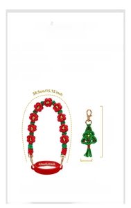 Christmas daisy cup lanyard with green tree pendant and red food grade silicone ring