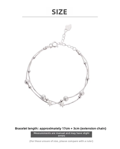 Detailed view of S925 silver double-layer star bracelet with measurement size guide