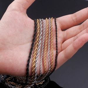Collane a catena a fune intrecciata in acciaio inossidabile oro argento e nero moda
