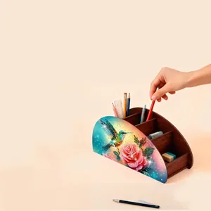 DIY Diamond Painting Pen Holder Wood Desktop Storage Box Stationery Organizer Craft Kit For Office School Home Decor