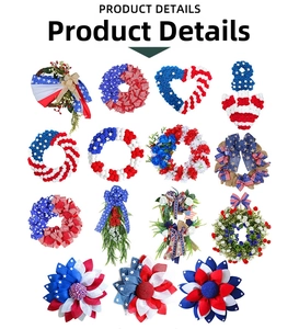 Collage of USA Independence Day wreaths with patriotic red, white, and blue designs