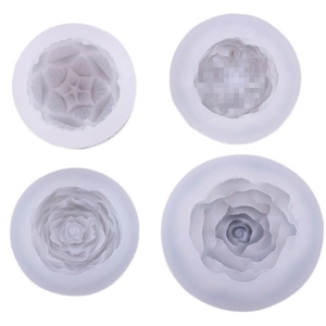 Set of four assorted floral silicone molds for candle making and DIY baking crafts