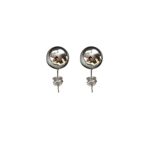 Classic minimalist 925 sterling silver ball stud earrings with polished metallic finish