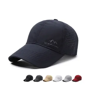Outdoor Hiking Baseball Cap Breathable Quick Dry Polyester Laser Cut Mountain Print Adjustable Sun Protection Sports Hat
