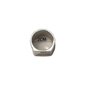 Minimalist silver metal ring with NO Smoking engraving and 2cm inner diameter