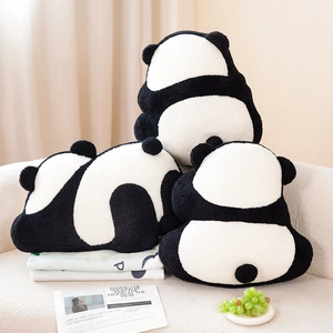 Cartoon Panda Plüschkissen-Set aus weichem Teddy-Vlies für die Sofa-Deko