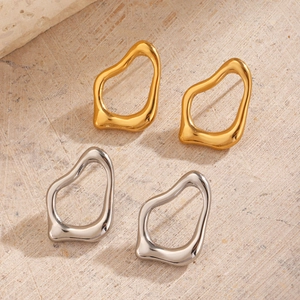 Orecchini geometrici irregolari in acciaio inossidabile placcato oro 18K e argento