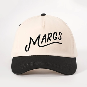 Casquette de baseball MARGS brodée vintage en coton bicolore crème et noir