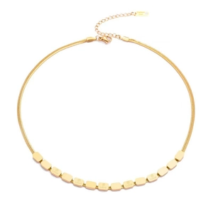 Goldene Edelstahl Schlangenkette mit rechteckigen LOVE gravierten Anhängern