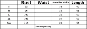 Size chart for women's short sleeve blouse with bust, shoulder, and length measurements