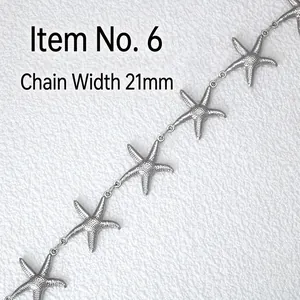 Detailed view of 21mm wide stainless steel starfish link chain for DIY jewelry making